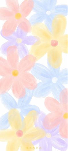 an image of colorful flowers painted in pastel colors