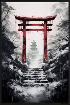 Japan Temple Wallpaper, Japanese Gate Art, Japanese Torii Gate Tattoo, Japanese Gate Tattoo, Torii Gate Wallpapers, Torii Gate Illustration, Torii Gate Drawing, Torii Gate Tattoo, Japanese Shrine Art