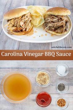 the ingredients to make carolina vinegar bbq sauce