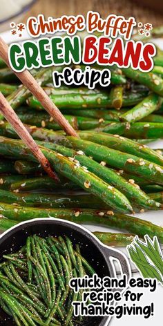 chinese green beans recipe with chopsticks on the side