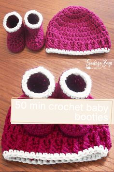 Create this cute newborn baby hat and bootie set with this free pattern!