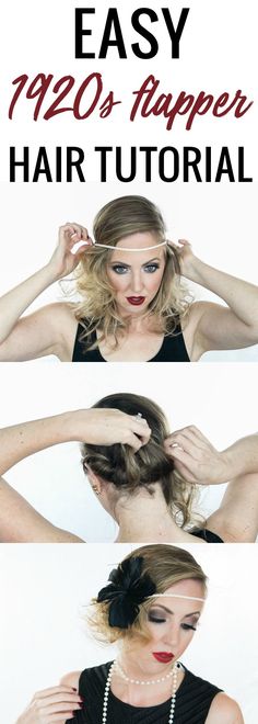 flapper 1920s gatsby great frisuren lesen Easy Halloween Hair, Gatsby Hairstyles For Long Hair, Flapper Hairstyles, 1920s Long Hair, Great Gatsby Hairstyles, 1920s Hair Tutorial, 20s Hair, 1920s Makeup, Flapper 1920s