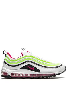 Supplied by a premier sneaker marketplace dealing with unworn, already sold out, in demand rarities. Each product is rigorously inspected by experienced experts guaranteeing authenticity. Take a step back in time. These black and volt rush Air Max 97 sneakers from Nike were inspired by archival silhouettes in a new modern-day colourway. Perfect for future adventures. Featuring a round toe, a flat rubber sole, a lace fastening, a branded insole, a signature Nike swoosh and a pull tab at the rear. Cool Nike Air Max 97, Black Air Max 97, Nike Air Max 97 Gold, Nike Air Max 97 Rainbow, Nike T, Pink Sneakers, Print Sneakers, Floral Shoes, Nike Air Max 97