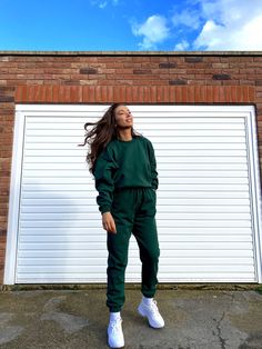 Pea Street has handmade the best quality loungewear for you peas. This bottle green brush back sweatshirt jumper is super cute to go with the matching joggers and crop top. Ribbed collar, waistband and cuffs. model size 8-10 wearing size 10 handmade to order, high quality fabric. Green Relaxed Fit Sweatpants For Winter, Trendy Green Sweatpants For Winter, Trendy Green Winter Sweatpants, Green Relaxed Fit Joggers For Fall, Green Athleisure Sweats For Fall, Cozy Green Sweats For Fall, Trendy Green Relaxed Fit Sweatpants, Green Joggers For Winter Loungewear, Green Winter Joggers For Loungewear