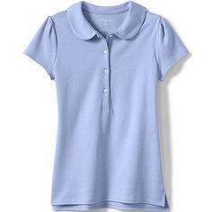 Our very best polo, now with a rounded Peter Pan collar for a cute, girly touch. Made from 100% cotton that won't shrink out of fit and easily washes out stains. Plus, we finished it with secret shaping at the sides for a just-for-girls fit. Girls Fit, School Uniform Kids, Collar Polo Shirt, Blue Gender, Pan Collar, Kids Shorts, Peter Pan Collar, Short Girls, Lands End