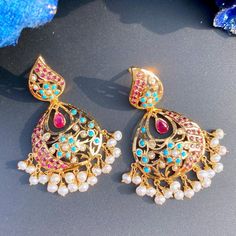 hyderabadi chandbali earrings Turquoise Meenakari Temple Jewelry Earrings, Turquoise Temple Jewelry Earrings For Festivals, Festive Turquoise Temple Jewelry Earrings, Elegant Turquoise Kundan Earrings, Elegant Turquoise Meenakari Earrings, Elegant Turquoise Earrings For Festivals, Elegant Turquoise Earrings For Festive Season, Elegant Turquoise Earrings For Festive Occasions, 22k Gold Jewelry Necklaces