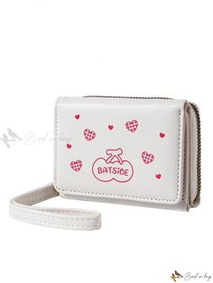 Bird in Bag - Campus Gift: Portable Heart-Shaped Mini Wallet for Women - Solid White Color, Perfect Christmas & Valentines Day Gift - Multi-Functional Pocket Purse and Card Wallet Cute White Rectangular Wallet, Cute White Wallet For Gift, Cute White Wallet Perfect For Gifts, Cute White Wallets For Gifts, Cute White Wallets As Gifts, Cute White Wallet With Card Slots, Rectangular Wallets For Daily Use On Valentine's Day, Wallet For Women, Aesthetic Pastel