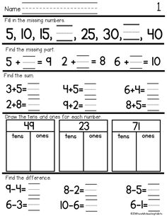 the missing numbers worksheet for students to practice addition skills and subtraction