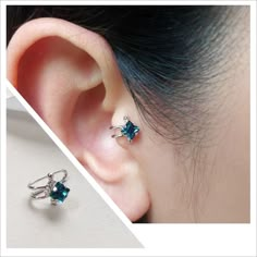 Tragus Earring,swarovski Crystal,indicolite Blue Color,white Gold Plated,cartilage Earrings,non Piercing Ear,fake Ear Cuffs,tragus Jewelry - Etsy Cheap Tiny Ear Cuff As Gift, Luxury Fine Jewelry Style Pierced Ear Cuff, Cheap Ear Climbers For Gift, Affordable Silver Ear Cuff With Ear Wire, Cheap Adjustable Hypoallergenic Ear Cuff, Cheap Adjustable Nickel-free Ear Cuff, Fake Ear Piercings Tutorial, Tragus Jewelry, Tragus Earring