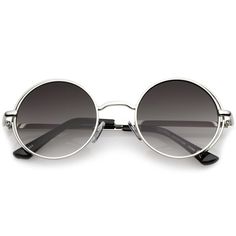 Retro-inspired with a touch of edge, these round sunglasses feature an open metal frame with round flat lenses in neutral hues. Finished with slim metal temples for a sleek look, these minimal sunglasses are sure to become your go-to accessory. Made with a metal based frame, English style nose pieces, metal hinges, and polycarbonate UV400 lenses.MeasurementsLens Width: 49mm\nNose Bridge: 25mm\nLens Height: 49mm\nFrame Width: 137mm\nArm Length: 141mm\n Retro Round Sunglasses 49Mm Open Metal Frame Slim Temples Uv400 Lenses Retro-inspired with a touch of edge, these round sunglasses feature an open metal frame with round flat lenses in neutral hues. Finished with slim metal temples for a sleek look, these minimal sunglasses are sure to become your go-to accessory. Made with a metal based fram Baddie Sunglasses, Futuristic Retro, Pink Glasses, Mens Fashion Wear, Cool Glasses, Metal Hinges, Sunglasses Style, Sunglasses Collection, Heart Sunglasses