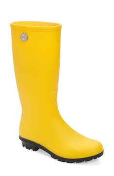 Sturdy lugs stabilize this robust rain boot crafted from lightweight, fade-resistant synthetics with a cushy, arch-supporting insole. Waterproof: protects against rain, puddles and slush to keep feet dry in wet conditions 12 1/2" shaft; 15" calf circumference Removable, cushioned insole with arch support Synthetic upper/textile lining/synthetic sole Imported Rain Boots Women, Rain Boot, Boot Shoes Women, Arch Support, Rain Boots, Womens Boots, Knot, Arch, Shoe Boots