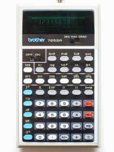 a calculator with the word brother written on it's display screen is shown