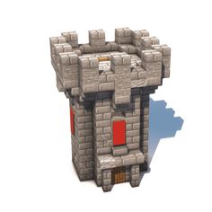 an image of a small castle made out of blocks and bricks on a white background