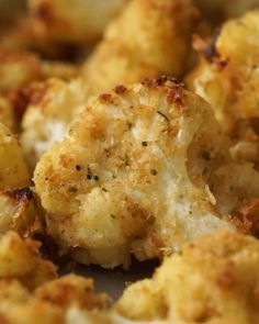 closeup of cooked cauliflower with parmesan cheese