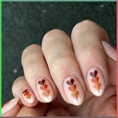 Before you think that easy nail designs are doomed to look cheap, let us show you some magnificent ideas you can do in just three steps. No one will guess it’s DIY! Autumn Heart Nails, Clear Background Nails, Easy Fall Gel Nail Designs, Nail Art Designs Hand Painted, Nails For Every Month, Fall Thanksgiving Nails 2024, Leaf Nail Art Fall, Autumn Witch Nails, Fall Heart Nails