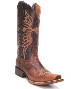 Circle G Women's Brown Embroidery Western Boots - Square Toe, Black/brown Brown Embroidery, Cowboy Boots Square Toe, Womens Cowgirl Boots, Brown Cowboy Boots, Women's Circle, Corral Boots, Boots Square Toe, Leather Pulls, Girls Boots