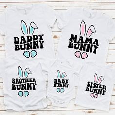 Bunny Family Shirts, Family Matching T-shirts, Family Tees, Easter Bunny Shirt, Matching family, Mama Bunny, Baby Bunny, Easter Outfit *Make sure to add each size and color individually!  🌟Welcome to CardaCreationsCo🌟 Garment Types & Features 💞Gildan Crewneck 1800 Unisex Heavy Blend Crewneck Sweatshirt💞 Medium-heavy fabric (8.0 oz/yd² (271.25 g/m Loose fit Runs true to size 50% cotton, 50% polyester Sewn-in label 💞Bella & Canvas 3001 Unisex Jersey Short Sleeve Shirt💞   100% Airlume combed Bunny Family, Easter Tees, Easter Bunny Shirts, Matching T Shirts, Western Graphic Tees, Mommy Shirts, Easter T Shirts, Family Vacation Shirts, Mama Tee