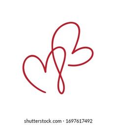 the outline of two hearts on a white background