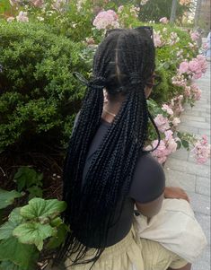 Box Braids Aesthetic, Braids Aesthetic, Scrunchies 90s, Black Hair Aesthetic, Single Braid, Box Braid, Box Braids Styling, Saved Pins, Long Braids