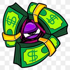 an image of money in the shape of a ring with purple and yellow rings on it