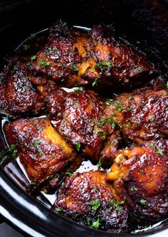 chicken wings in the crock pot with parsley