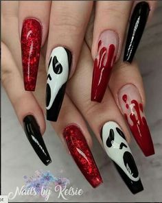 Horror Nails Designs, Horror Movie Nails, Paznokcie Hello Kitty