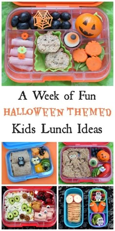 a lunch box filled with halloween themed kids's lunches and snacks for the whole family