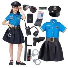 Return Policy Fast Delivery Trusted seller Police Officer Costume for Girls, Light Blue Girl Police costume for Kids Halloween Dress Up and Theme Parties (Medium (8-10yr)) Product Description This police dress up costume Includes 1 Cap, 1 Shirt, 1 Plaid Skirt, 1 Belt, 1 Walkie-Talkie, 1 Handcuffs, 1 Whistle, 1 Gun Holster, and 1 Police Badge Cute police costume for kids (girls). Durable and made with care. Made of 100% polyester fiber. Super Value for Role Play. Great for Halloween Dress Up Parties, Festivals, Theme Party Costumes, Halloween Costume, Police Costume, Cop Costume, Police Officer Costume, Halloween Dress Up for girls and More. Hand Wash Cold. Line Dry. Do Not brighten. Safety Test Approved. Easy to Wear, Unique Halloween Costume for themed parties and events in school, family Police Costume For Kids, Police Dress, Officer Costume, Police Officer Costume, Police Costume, Costume For Girls, Party Costumes, Costume For Kids, Blue Girl