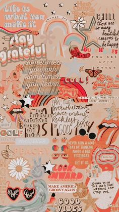 a collage of different types of lettering and pictures on paper with words that say happy birthday