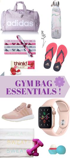 the gym bag essentials list is organized and ready to be packed for use with