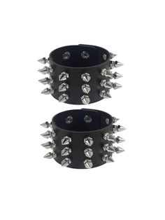 2Pcs/Set Punk Three Row Cuspidal Spikes Rivet Stud Bracelets Wide Cuff PU Leather Punk Gothic Rock Unisex Bracelet Men Jewelry Leather Bracelet Bangle Black    PU Leather     Women Fashion Jewelry, size features are:Bust: ,Length: ,Sleeve Length: Mens Accessories Bracelet, The Bangles, Gothic Rock, Punk Jewelry, Bracelet Men, Estilo Punk, Unisex Bracelets, Men Jewelry, Watches Women Fashion