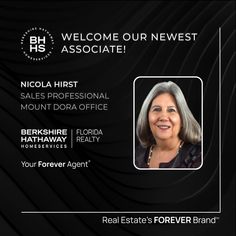 a black and white photo with the words welcome to our newest associate, nicola hirst