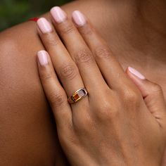 The Story A chic and classic Victorian era ring set with a beautiful citrine sitting front and center. Constructed from 14k rose gold, the long faceted stone measures 12.2 mm by 6.3 mm. Set flush with the setting, the pieces has a sleek, uniform look and feel. The back is open allowing light to pour through, making the stones color pop. Beautiful hand enraged floral detailing finishes the ring perfectly. The simple, yet classic construction is all this ring needs. We love it worn on its own, pai Front Face, 14k Rose Gold Ring, Locket Charms, Favorite Rings, Locket Necklace, Victorian Era, Beautiful Hand, Jewelry Care, Rose Gold Ring