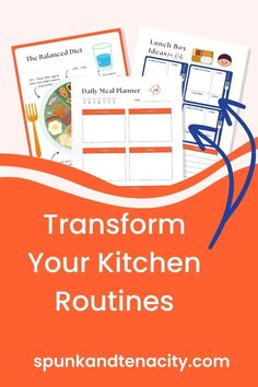 an orange background with text that reads transform your kitchen routine