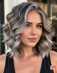 Balayage Transition To Gray Hair - Gray Hair Balayage « Only Hairstyles Hairstyles To Transition To Grey, Hair Colors For Blending Gray, Blending Grays Into Brown Hair, Brown To Grey Hair, Brunette Silver Balayage, Transitioning To Grey Hair From Brunette, Going Grey Transition Tips, Trimming Your Own Hair, Grey Balayage Hair