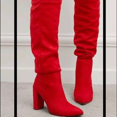 This Beautiful Boots Are New, Confortable And Stunning Red Color, Great For This Season. Red Pointed Toe Knee-high Boots For Fall, Winter Heeled Boots With Red Sole And Pointed Toe, Red High Heel Winter Boots, Red Wide Calf Knee-high Boots For Fall, Fall Heeled Boots With Red Sole And Pointed Toe, Fall Boots With Red Sole And Pointed Toe, Trendy Boots With Red Sole For Fall, Fall Pointed Toe Boots With Red Sole, Trendy Winter Heels With Red Sole