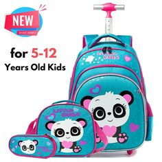 Welcome to          THUNDER TRIBE STORE Contact Us Add to Favorite Fast Shipping Hassle Free Return eBay Money Back Guarantee Authenticity Guarantee   Panda Rolling Backpack for Girls Kids Lunch Bag School Bag with Wheels Toddler   Features 3 in 1 Kids Rolling Backpack Size:backpack: 16.5"x11.8"x7.5", lunch bag: 9"x8.2"x4.3", pencil case: 8.6"x3.9"x2.3", highest height of trolley is 31.5"; Multi-function for kids,as a luggage to reduce load,or as a backpack,or a handbag with a handle on the top Portable Bag As Back To School Gift, Portable Bags As Back To School Gift, Portable Bag As A Back To School Gift, Playful School Bag With Portable Feature, Playful School Bags With Portable Design, Playful Portable School Bag, Playful Back To School Bags For Students, Rectangular Backpack For End Of School Year Gift, Rectangular Backpack Gift For End Of School Year