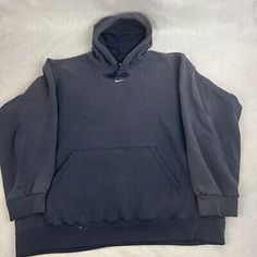 Great Shopping Vintage Nike Center Swoosh Hoodie Navy Blue Size XL 90s Faded Distressed, Men clothing