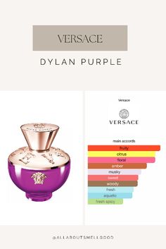 Dylan Purple is a bright, modern, and elegant fruity-floral scent for her from Versace that blends juicy citrus notes with fragrant freesia and smooth woods. It’s stylish and sexy. Versace Purple Perfume, Versace Dylan Purple, Versace Perfume Woman, Dylan Purple, Smell Expensive, Versace Parfum, Purple Perfume, Citrus Perfume