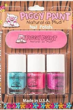 piggy paint nail polish set in pink and blue