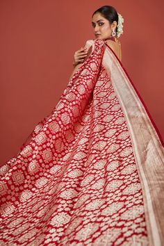 Red banarasi pure silk saree with diamond, floral woven motifs. Comes with running blouse piece. - Aza Fashions Sarees Banarasi, Sarees Silk, Diamond Weave, Pure Silk Saree, Red Diamond, Banarasi Sarees, Pure Silk Sarees, Blouse Pattern, Handloom Saree