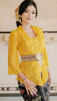 Brunette Black Hair, Lace Dress Styles, Myanmar Dress Design, Bali Fashion, Modern Dress