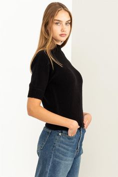 A chic and stylish addition to your wardrobe. This sweater is designed to flatter your figure with its fitted bodice, creating an eye-catching and fashionable look. The short puff sleeves add a touch of elegance and will surely get you noticed. The ribbed high neck, cuffs, and hem provide a polished finish.-Style: Romantic charm with a touch of elegance-Feature: Delicate puff sleeves for a feminine look-Print/ Pattern: Solid color for versatile styling-Neckline: Classic crew neckline-Silhouette: Fashion District Los Angeles, Chic Sweater, Puff Sleeve Sweater, Fashion District, Stylish Sweaters, Chic Sweaters, Perfect Wardrobe, Ribbed Neckline, Feminine Look