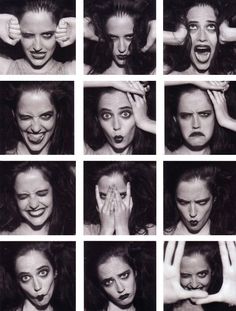 many different pictures of a woman making faces