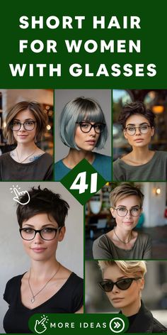 Discover the elegance of Short Haircut Ideas for Women with Glasses that not only accentuate your facial features but also turn your eyewear into a chic accessory that elevates your overall style with sophistication! Whether you're drawn to a classic bob, a playful textured crop, or a trendy layered pixie cut, short hairstyles offer endless possibilities for women who wear glasses. Choose a haircut that complements your face shape and matches your frames to create a seamless and fashionable look Short Hair With Glasses Girl, Short Bob With Glasses, Short Haircuts With Glasses, Short Hair With Bangs And Glasses, Hairstyles For People With Glasses, Soft Layered Hair, Short Haircut Ideas For Women, Women With Glasses, Haircut Ideas For Women