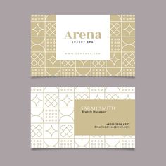 a business card with an abstract pattern on the front and back, in beige tones