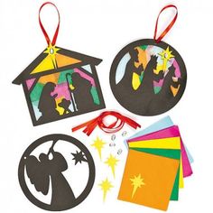 christmas ornament cutouts and decorations on white background