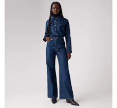 Western Jumpsuit - Dark Wash | Levi's® US Relaxed Fit Jeans With Flap Pockets For Work, Button-up Denim Jumpsuit For Work, Classic Button-up Jeans For Workwear, Utility Style Long Sleeve Denim Jumpsuit For Work, Workwear Denim Button-up Jumpsuit With Button Closure, Fall Denim Jumpsuit With Button Closure For Work, Utility Denim Jumpsuit For Fall Workwear, Fall Workwear Denim Button-up Jumpsuit, Fall Utility Denim Jumpsuit For Workwear