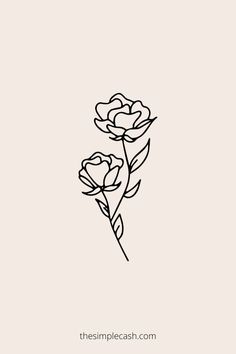 the simple line drawing of two roses on a white background