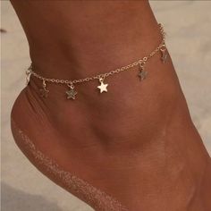 New! Dangling Stars Ankle Bracelet Bundle More To Save 15% Leg Bracelet, Star Anklet, Butterfly Anklet, Foot Chain, Ankle Jewelry, Women Anklets, Silver Anklets, Foot Jewelry, Anklet Bracelet